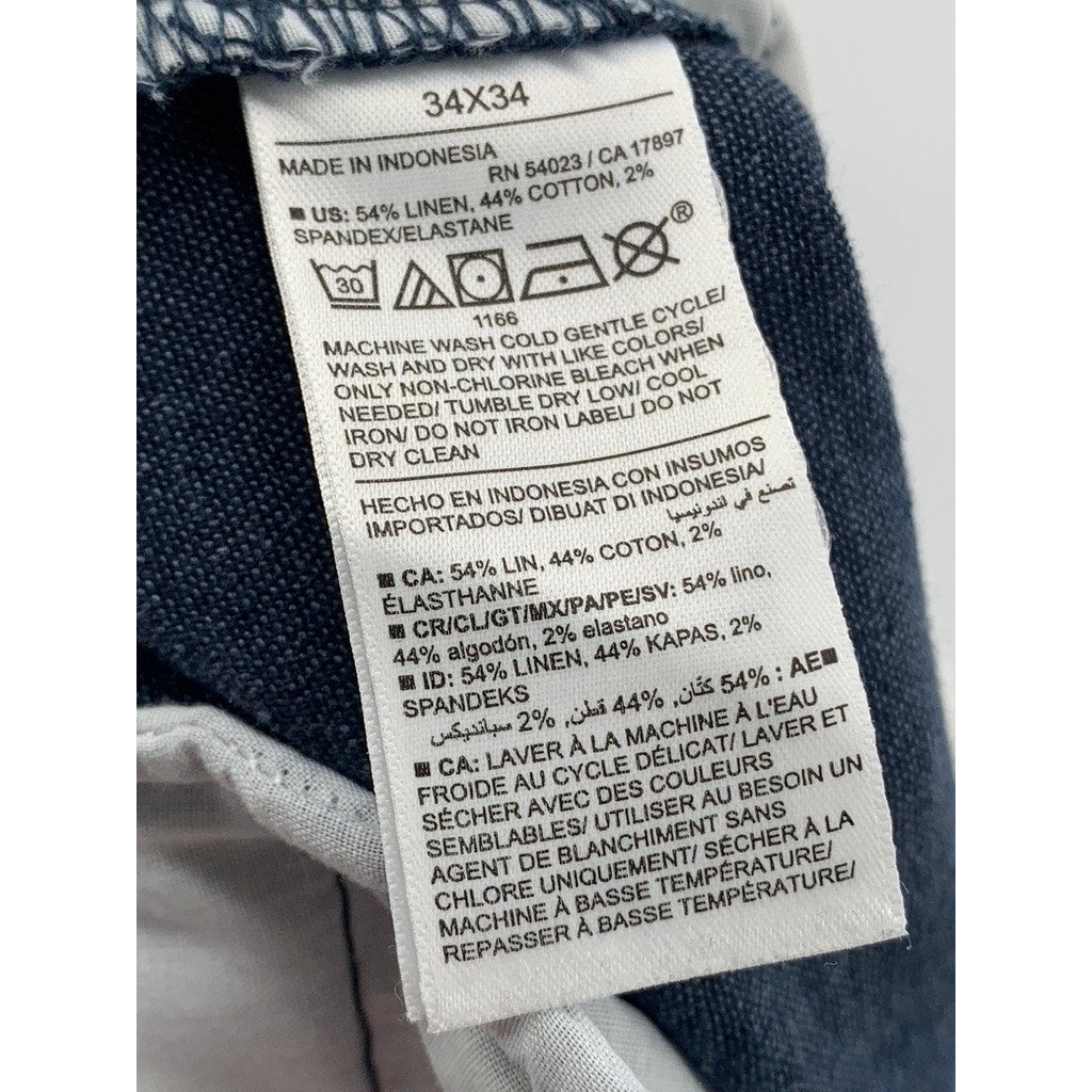 OLD NAVY Men's Navy Linen-Blend Slim-Fit Pant SZ 34X34