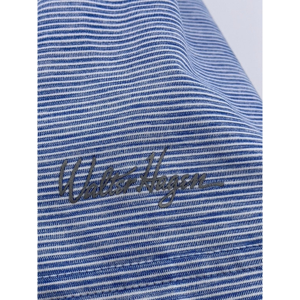 WALTER HAGEN Men's Blue Micro Striped Short Sleeve Golf Shirt SZ XL