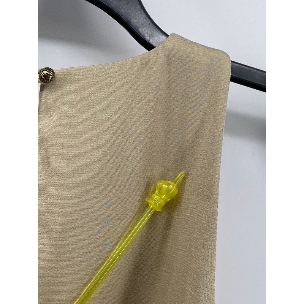 MIGO'S Women's Tan Crewneck Sleeveless Maxi Dress SZ M
