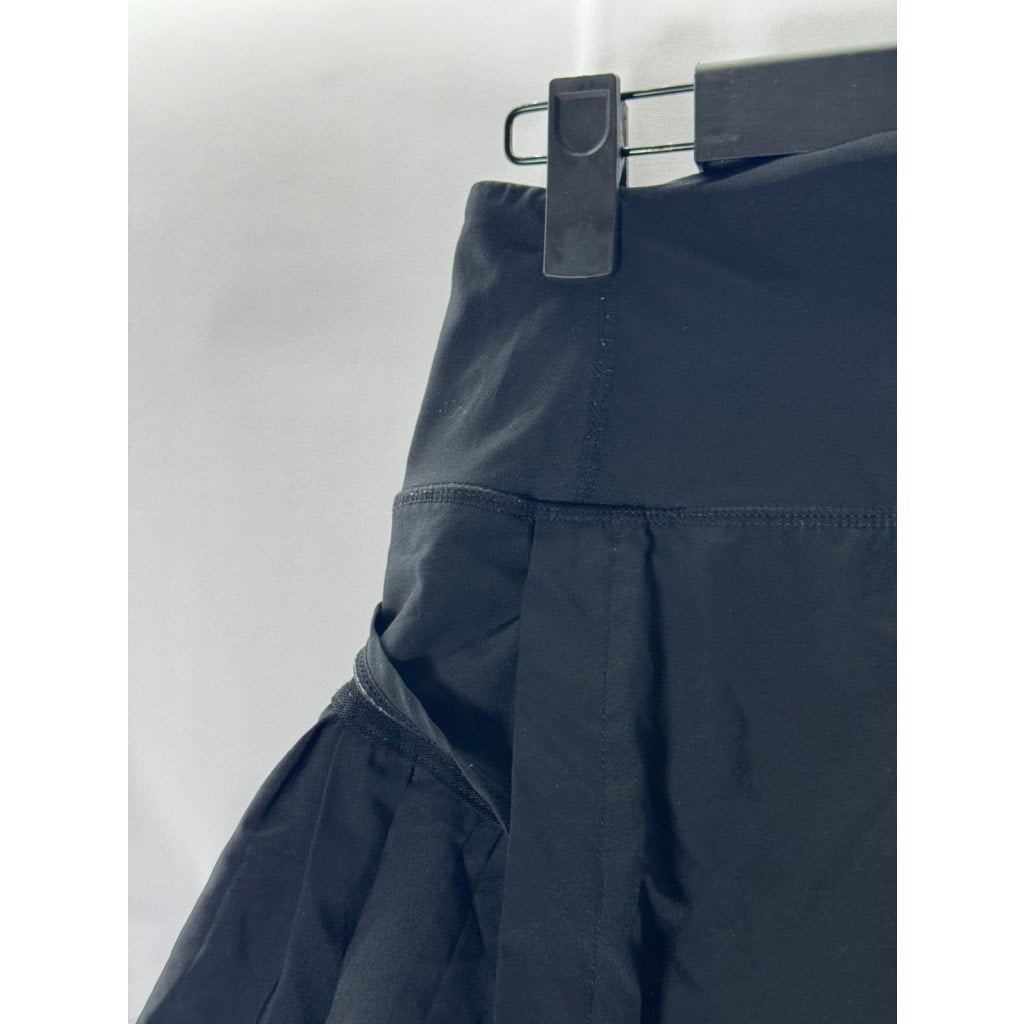 UNBRANDED Women's Solid Black Ruffle Pull-On Mini Skirt SZ S