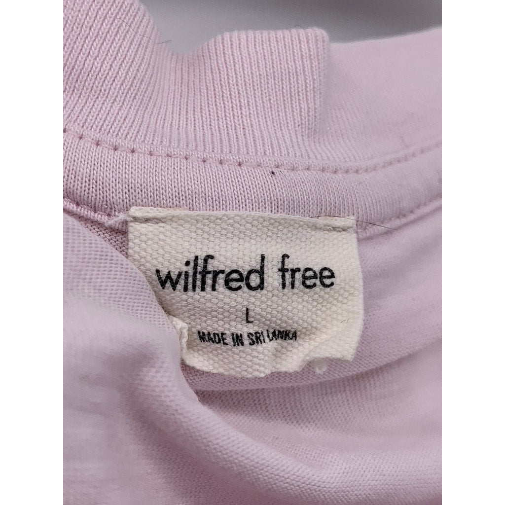 WILFRED FREE Women's Light Pink Solid Crewneck Short Sleeve Cropped Top SZ L