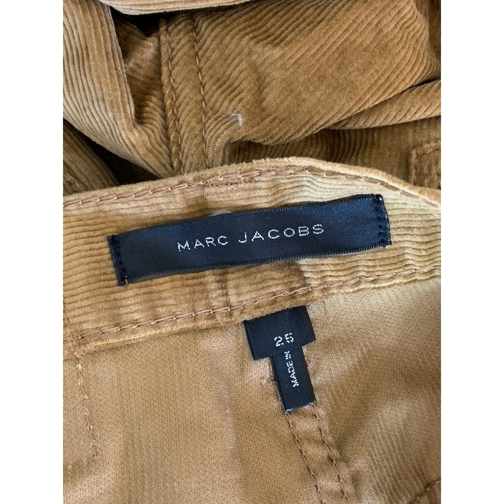 MARC JACOBS Women's Sand Brown Five-Pocket Wide-Leg Corduroy Cropped Pants SZ 25