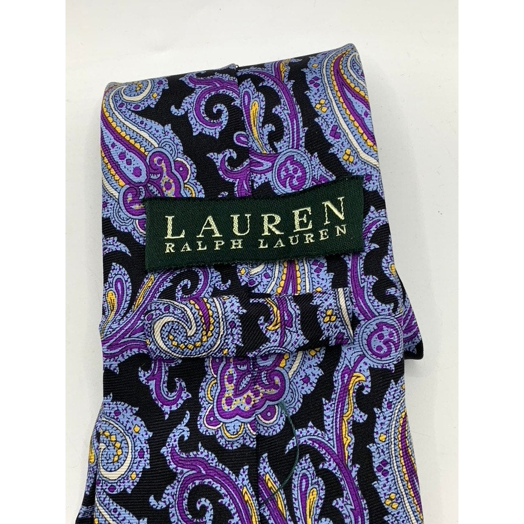 LAUREN RALPH LAUREN Men's Black-Purple Paisley Silk Tie SZ OS