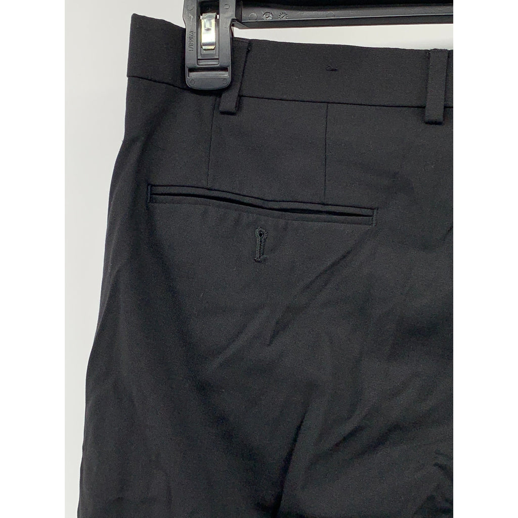 UNBRANDED Men's Black Solid Slim-Leg Regular-Fit Flat Front Pants SZ 38