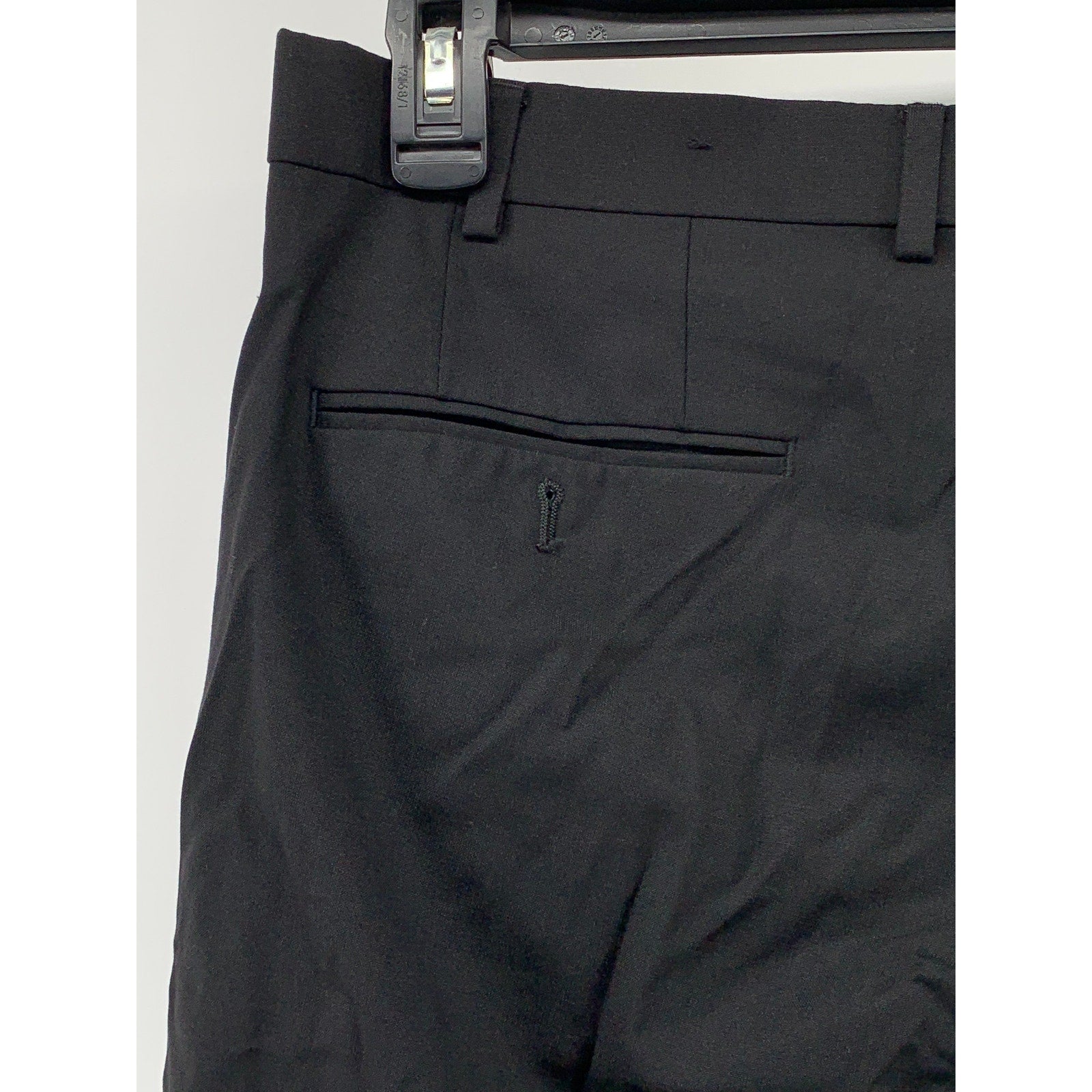 UNBRANDED Men's Black Solid Slim-Leg Regular-Fit Flat Front Pants SZ 38