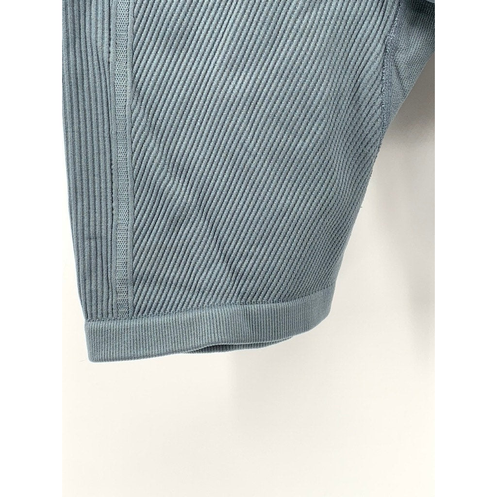 WILSON Women's Gray Ribbed Stretch Pull-On Seamless High-Rise Bike Shorts SZ L