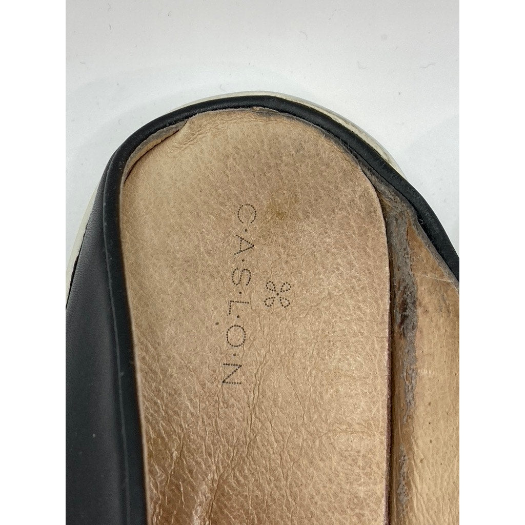 CASLON Women's Black Leather Round-Toe Slip-On Casual Mule Shoes SZ 9.5