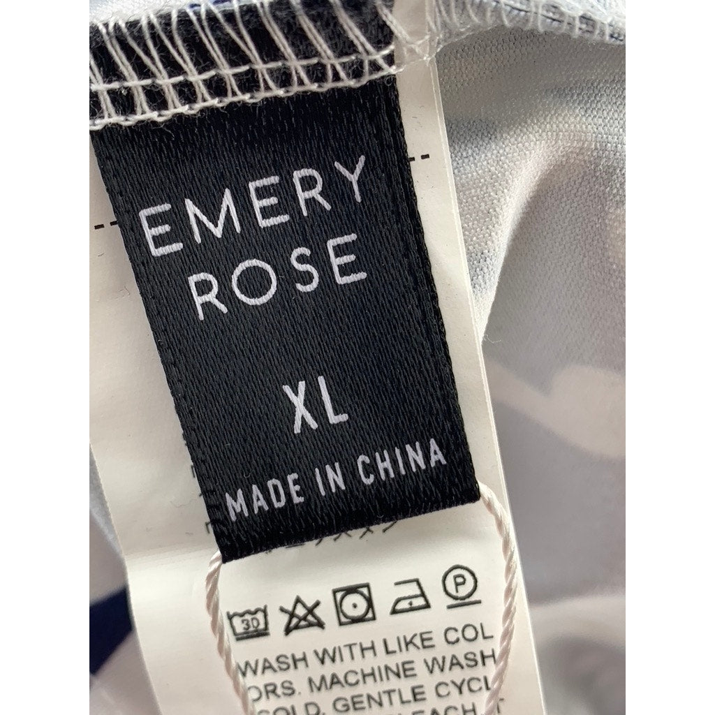 EMERY ROSE Women's Navy-White Printed Halter Waist-Tie Dress SZ XL