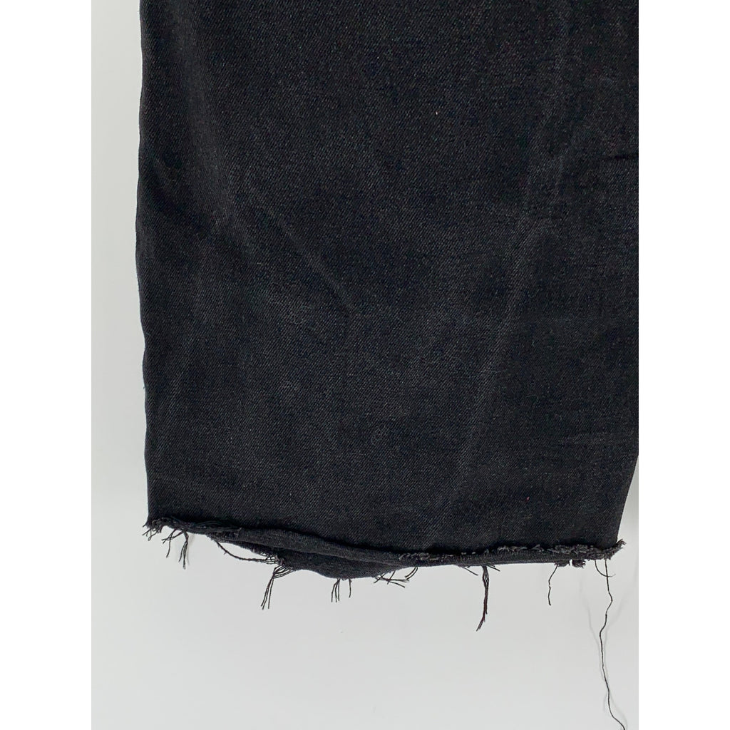 EDIKTED Women's Black Denim Frayed Wide-Leg High-Rise Five-Pocket Jeans SZ S