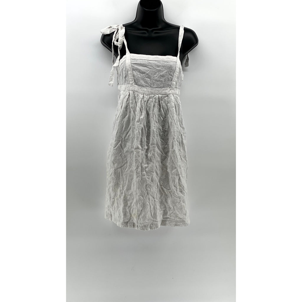 OLD NAVY Women's White Calla Lily Straight Neck Tie-Sleeve Mini Babydoll Dress S