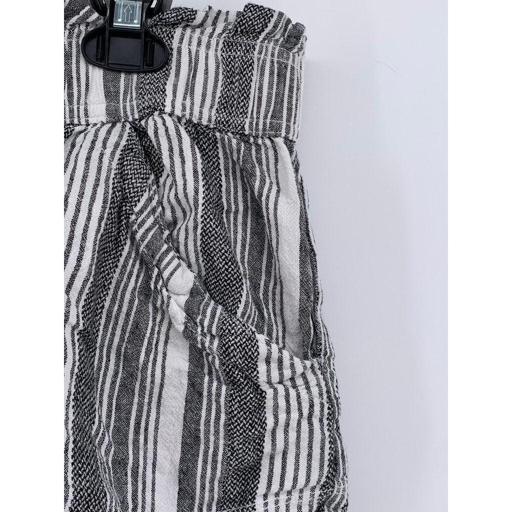 MADDEN GIRL Women's Black Striped Frayed-Hem Linen Blend Shorts SZ L