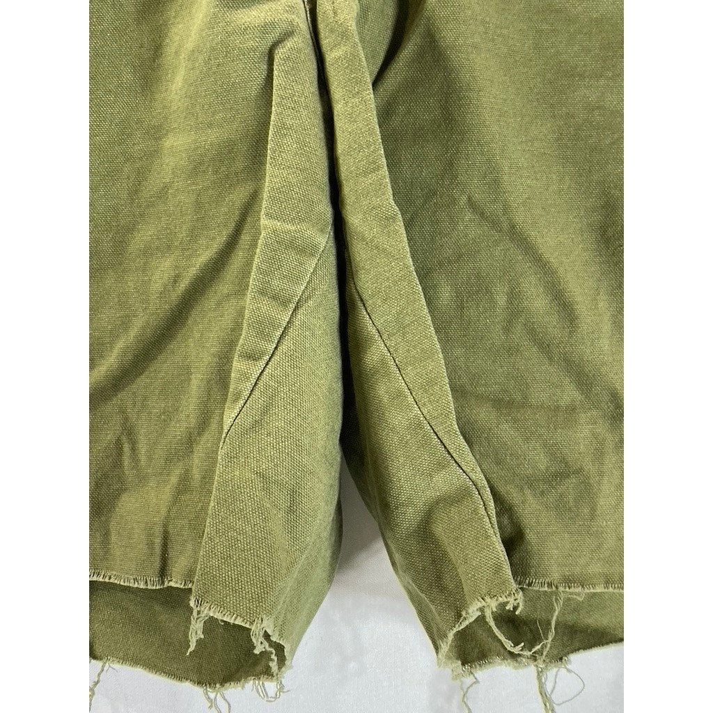 MADEWELL Women's Military Green Four-Pocket Raw-Hem Shorts SZ 28