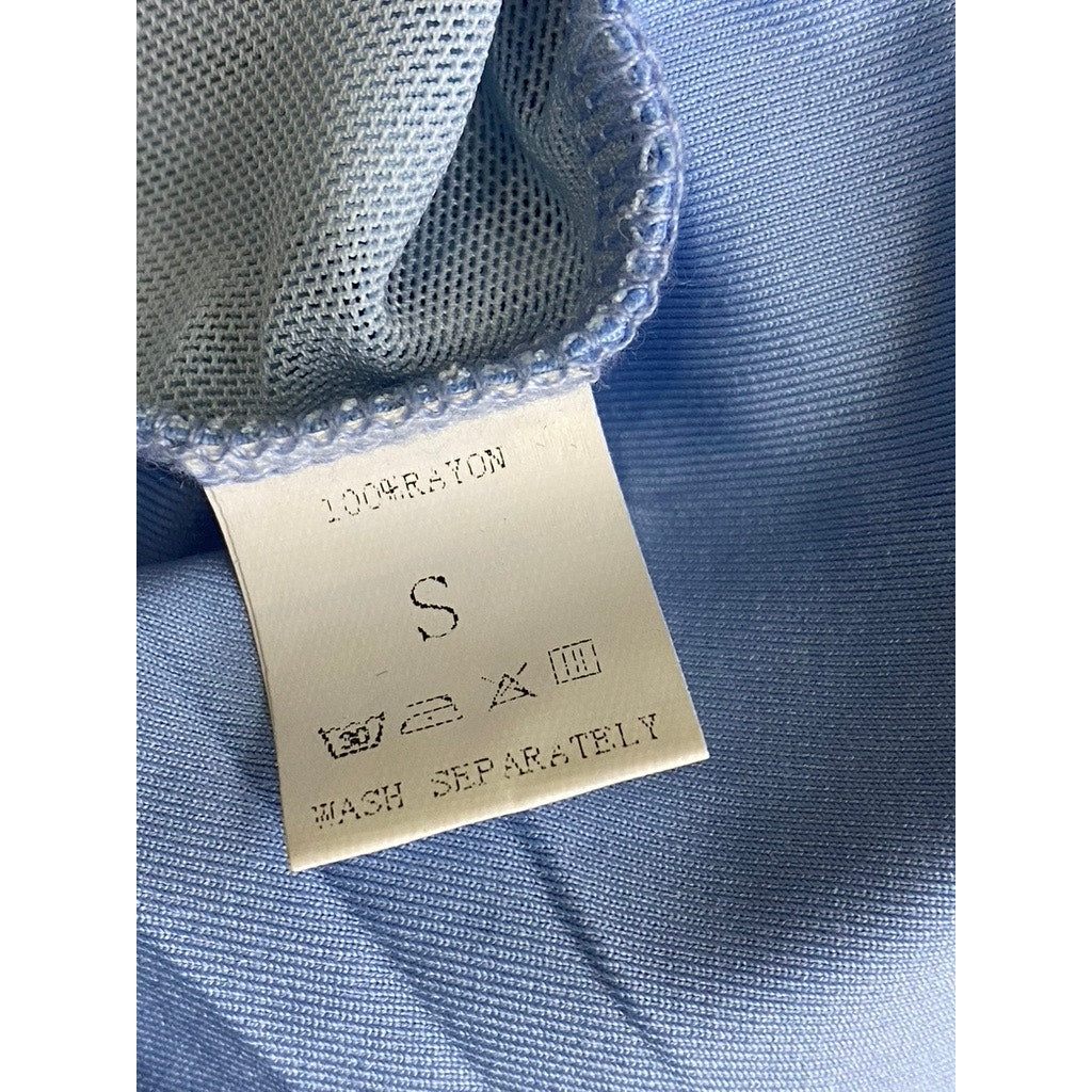 UNBRANDED Women's Light Blue Mesh Banded Corset Pointed-Hem Top SZ S