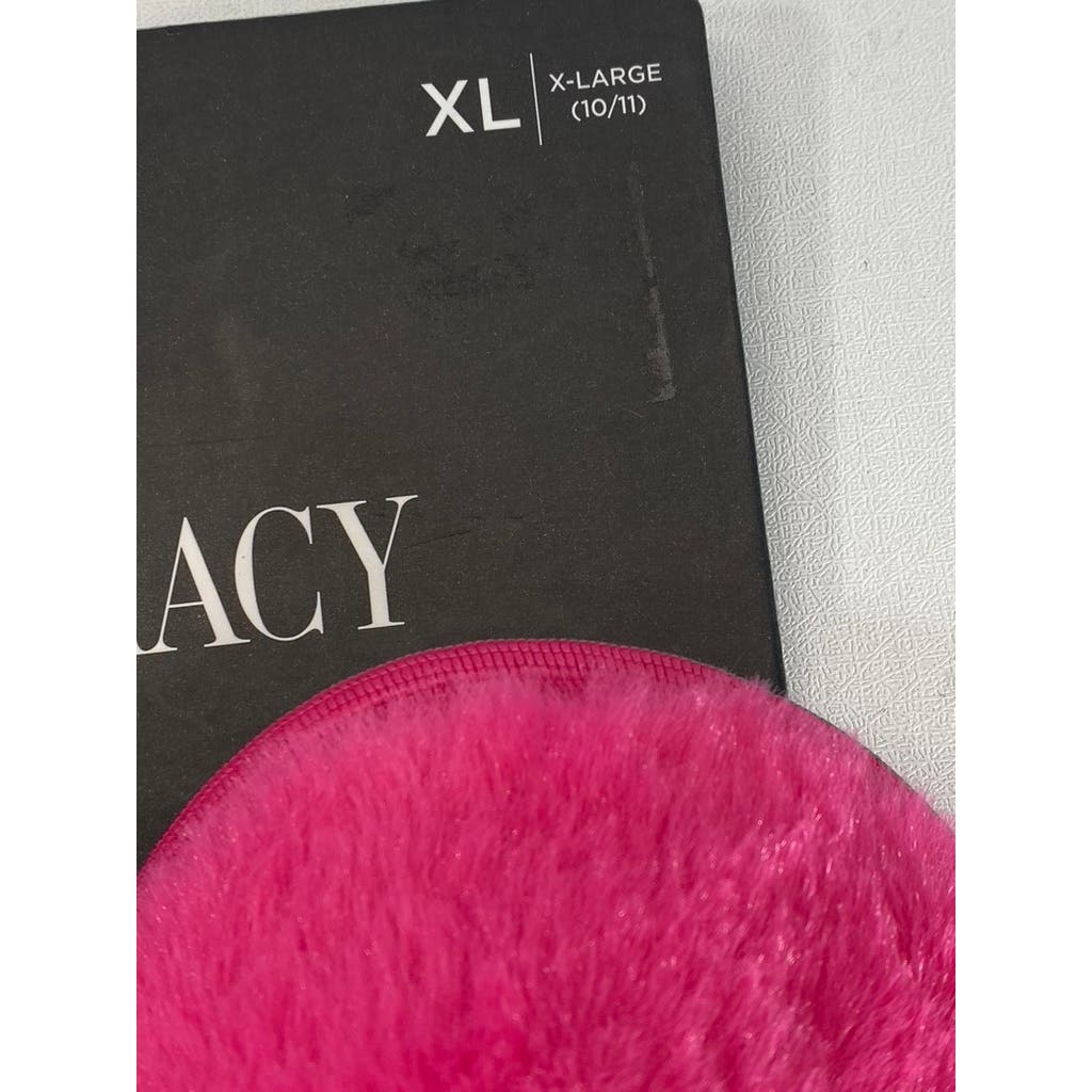ELLEN TRACY Women's Fuchsia Faux-Fur Comfy Round-Toe Memory Foam Slipper SZ XL
