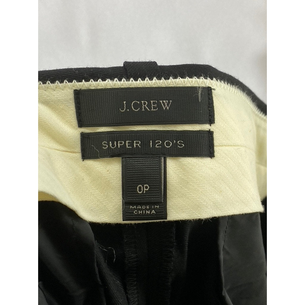J.CREW Women's Petite Black Wool Preston Super 120's Wide-Leg Dress Pant SZ 0P
