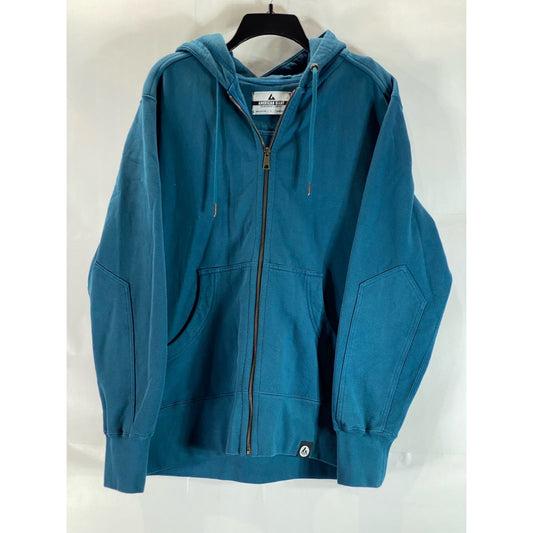AMERICAN GIANT Blue Cotton Classic Zip-Up Hooded Sweatshirt SZ L