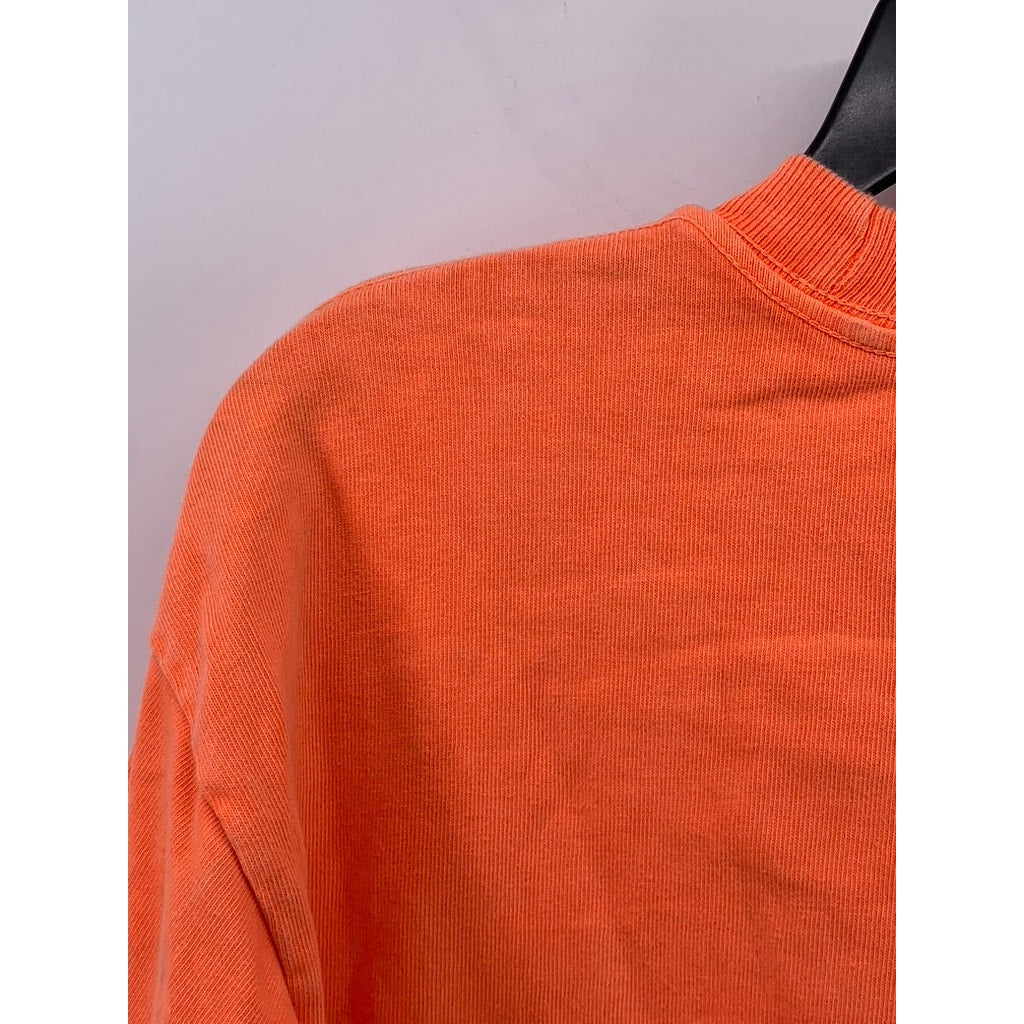 LOS ANGELES APPAREL Men’s Neon Orange Solid Crewneck Long Sleeve T-Shirt SZ M