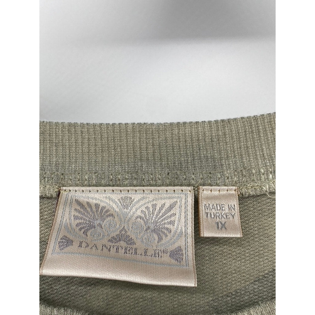 DANTELLE Womens Open Slit Long Sleeve Camo Top Sz 1x