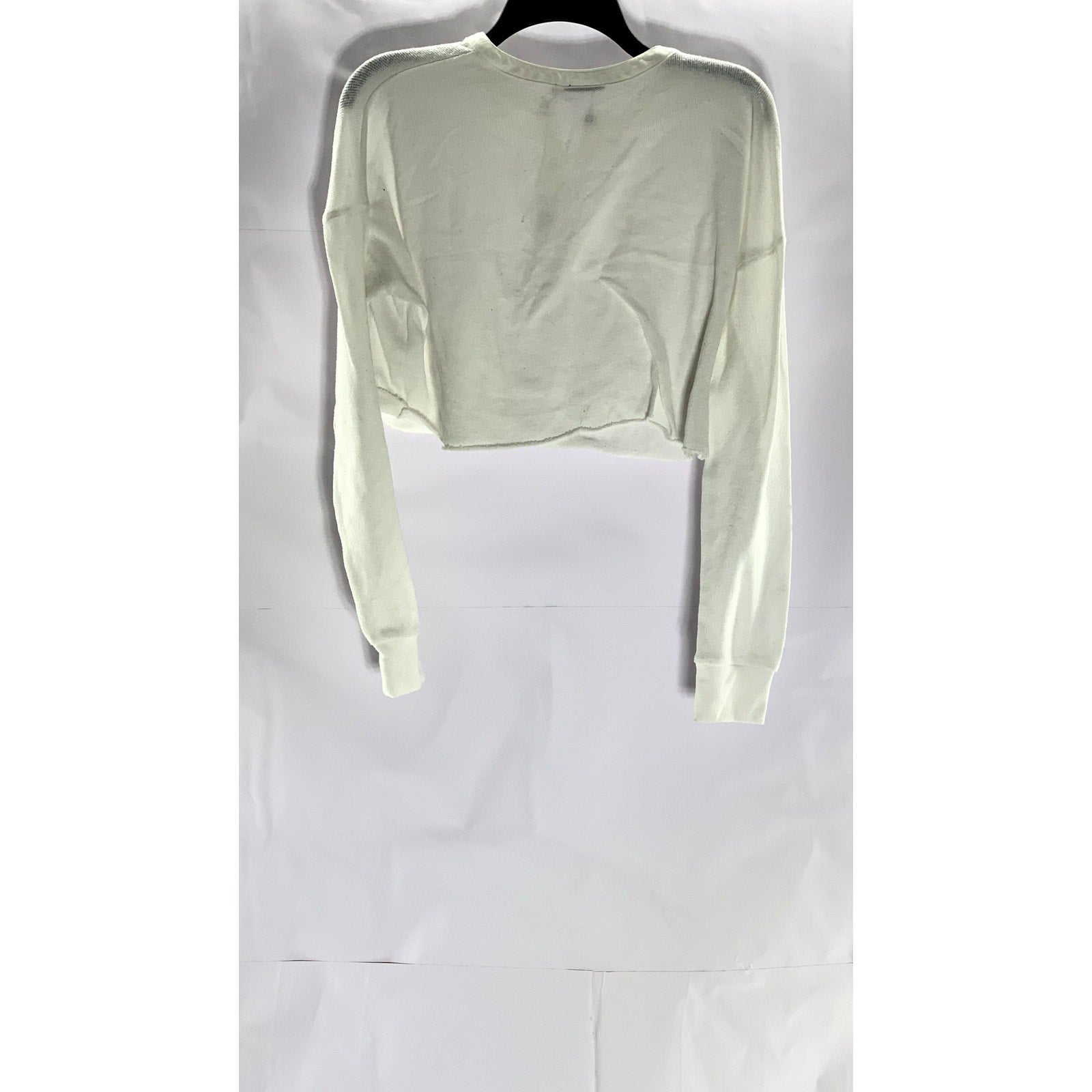 OUT FROM UNDER Women's White Snap-Button Henley Long Sleeve Top SZ S
