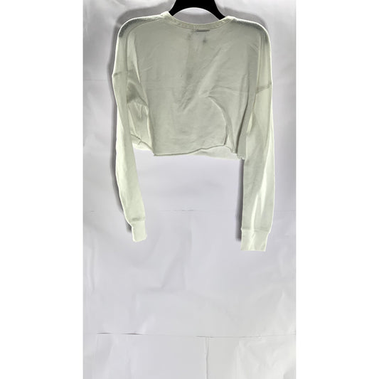 OUT FROM UNDER Women's White Snap-Button Henley Long Sleeve Top SZ S