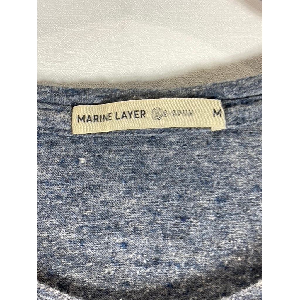 MARINE LAYER Men's Heather Blue Re-Spun Patch Pocket Short Sleeve T-Shirt SZ M