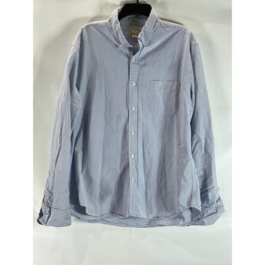 J.CREW Men's Blue/White Striped Slim-Fit Oxford Button-Up Long Sleeve Shirt SZXL