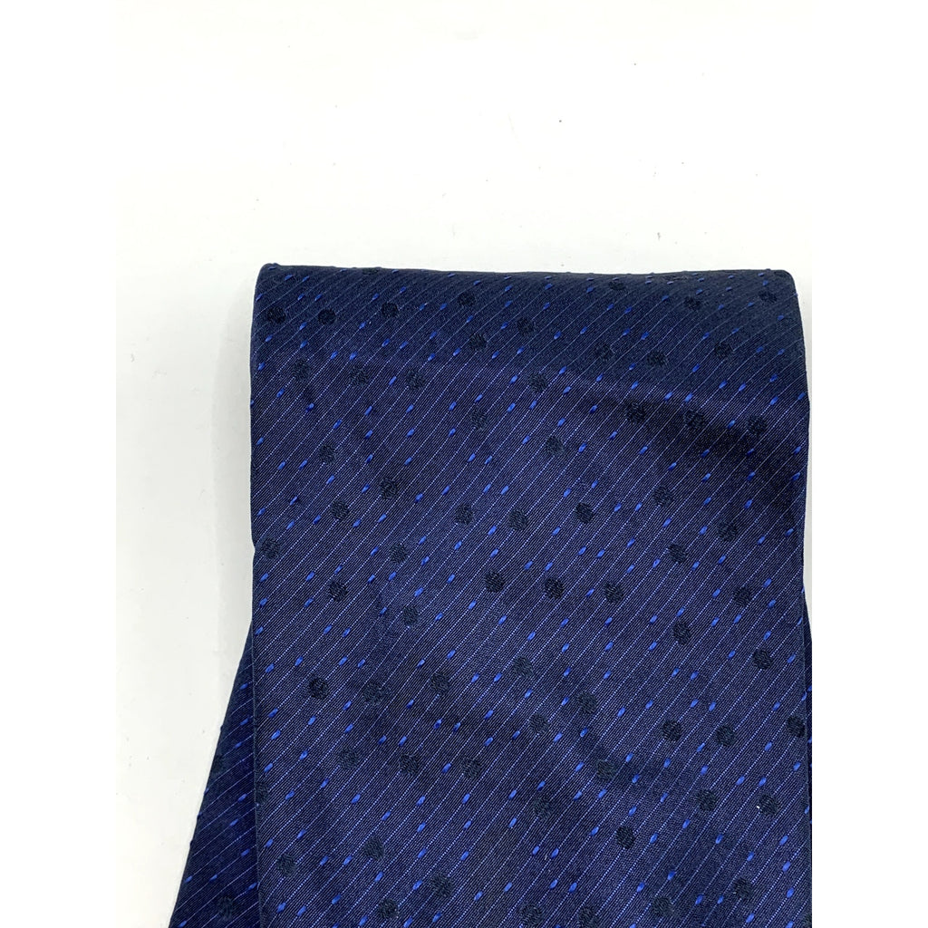 CALVIN KLEIN Men's Vintage 90's Silk Polka Dotted USA Navy Blue Tie OS