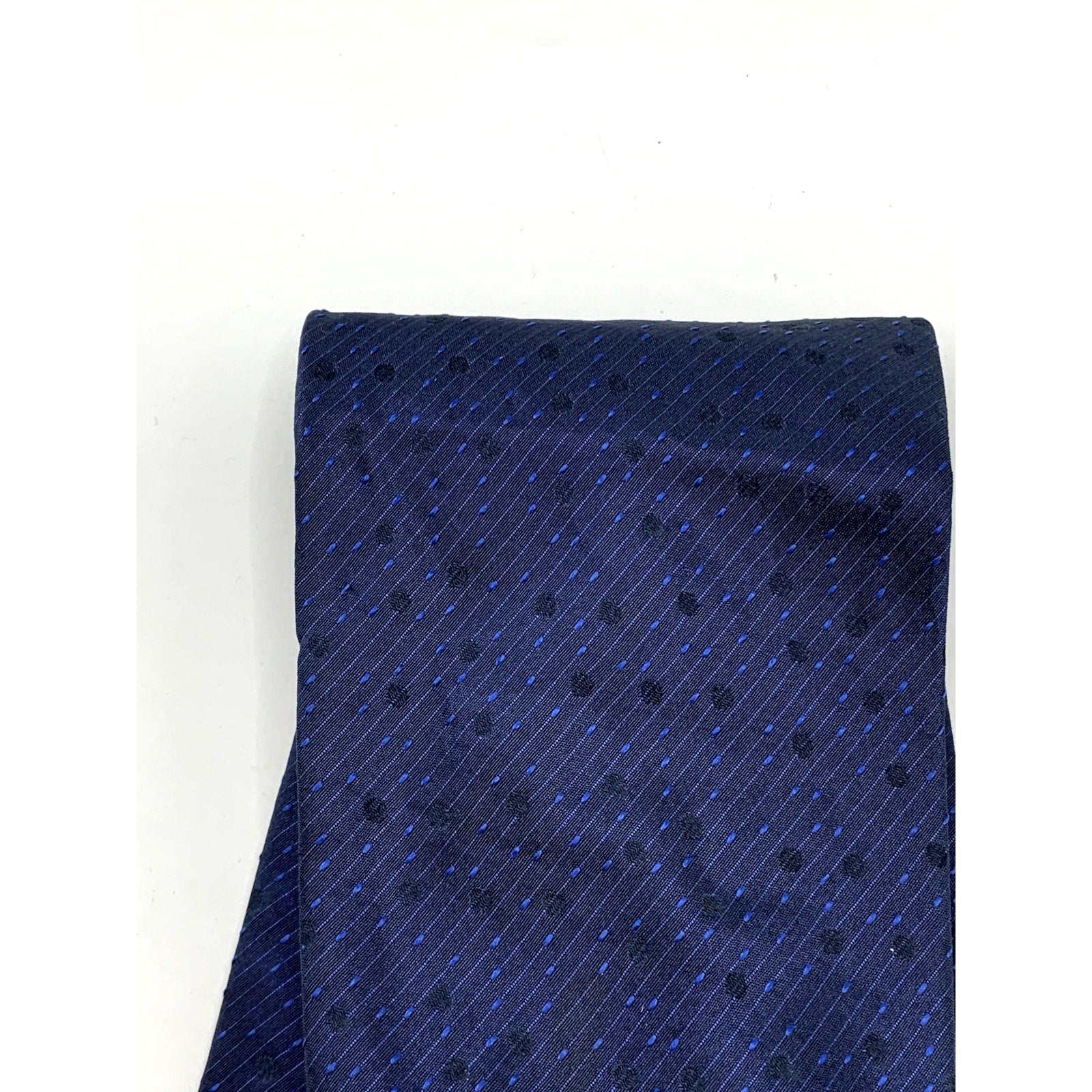 CALVIN KLEIN Men's Vintage 90's Silk Polka Dotted USA Navy Blue Tie OS
