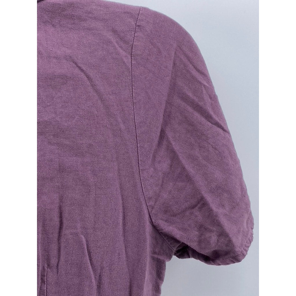 MADEWELL Women's Antique Purple Linen-Blend Kacie Button-Up Mini Dress SZ 2