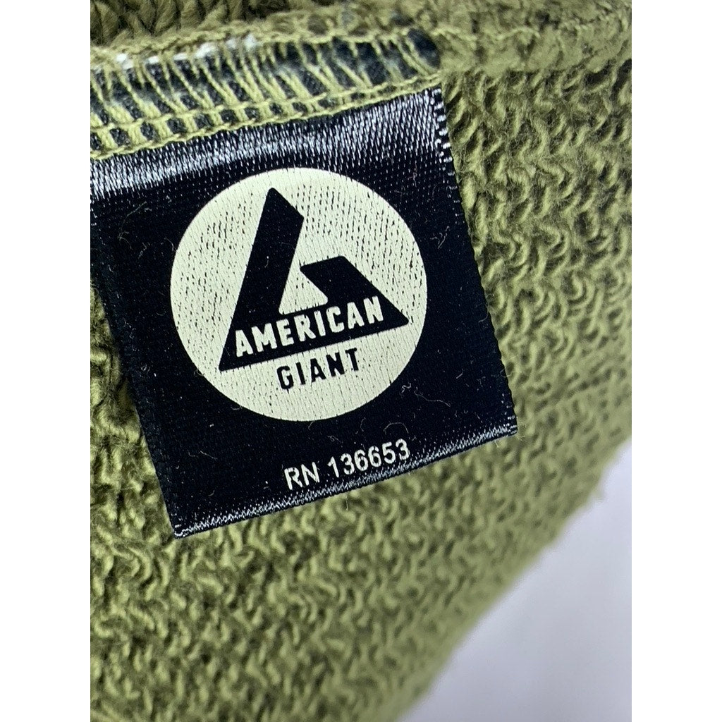 AMERICAN GIANT Men's Olive Green Solid Cotton Classic Pullover Hoodie SZ S