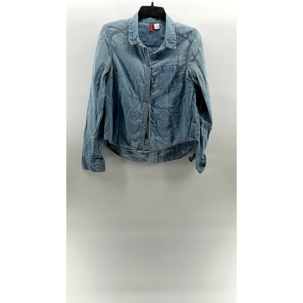 DIVIDED BY H&M Women's Blue Denim Button-Up Long Sleeve Casual Top SZ 10