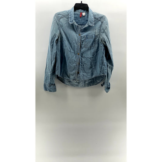 DIVIDED BY H&M Women's Blue Denim Button-Up Long Sleeve Casual Top SZ 10