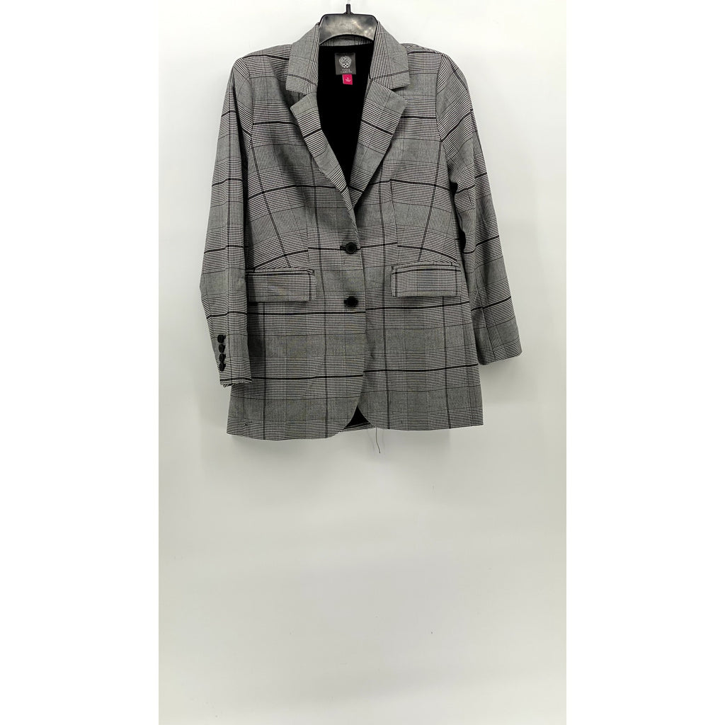 VINCE CAMUTO Women's Black Bold Glen Plaid Two-Button Notch Collar Blazer SZ 0