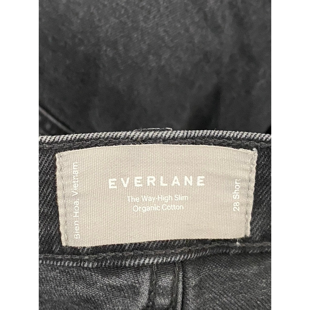 EVERLANE Women's Black Solid Denim The Way-High Slim Short Jeans SZ 28S