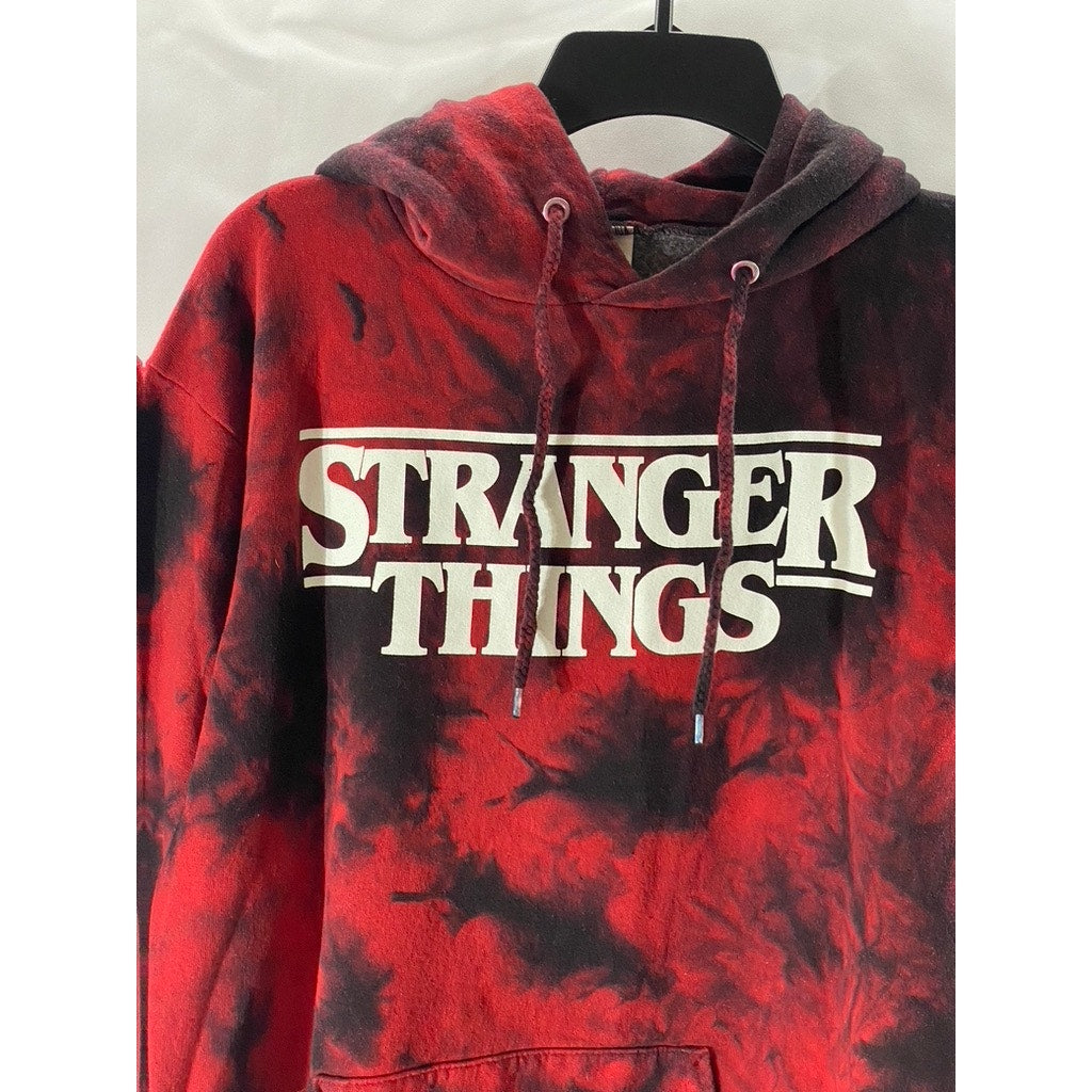 PORT & COMPANY Men's Red-Black Tie-Dye Stranger Things Graphic Hoodie SZ S