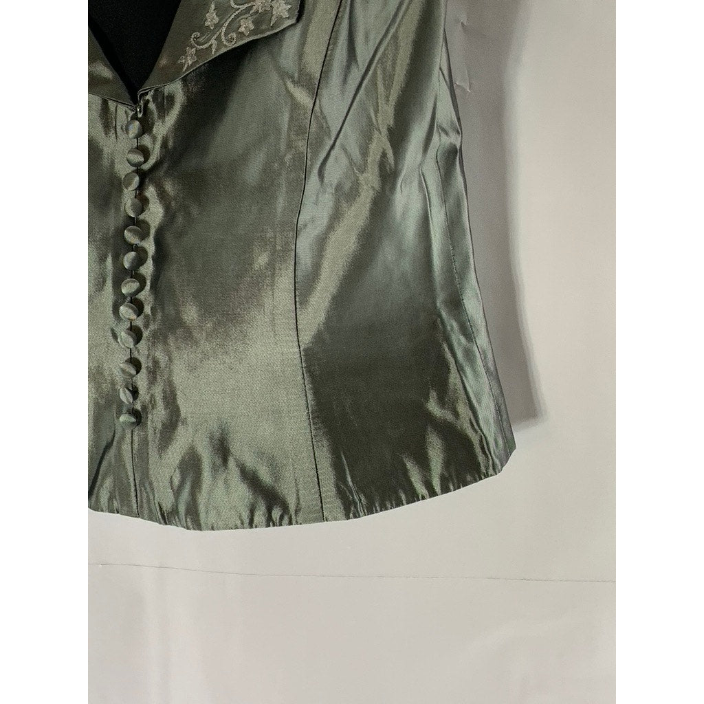 MICHAELANGELO Women's Gray Satin Button-Front Sleeveless Top SZ 12
