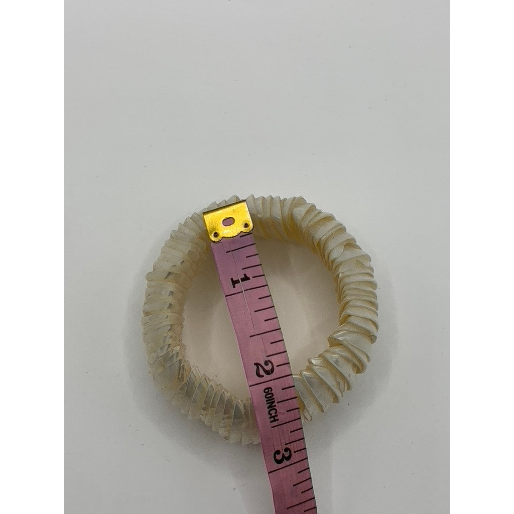 Women's Ivory Wide Mother of Pearl Elastic Bracelet