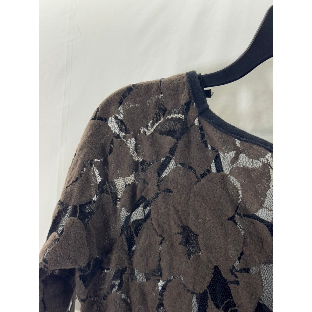 WESTON WEAR ANTHROPOLOGIE Women's Brown Unconditional Osier Lace Mini Dress SZ M