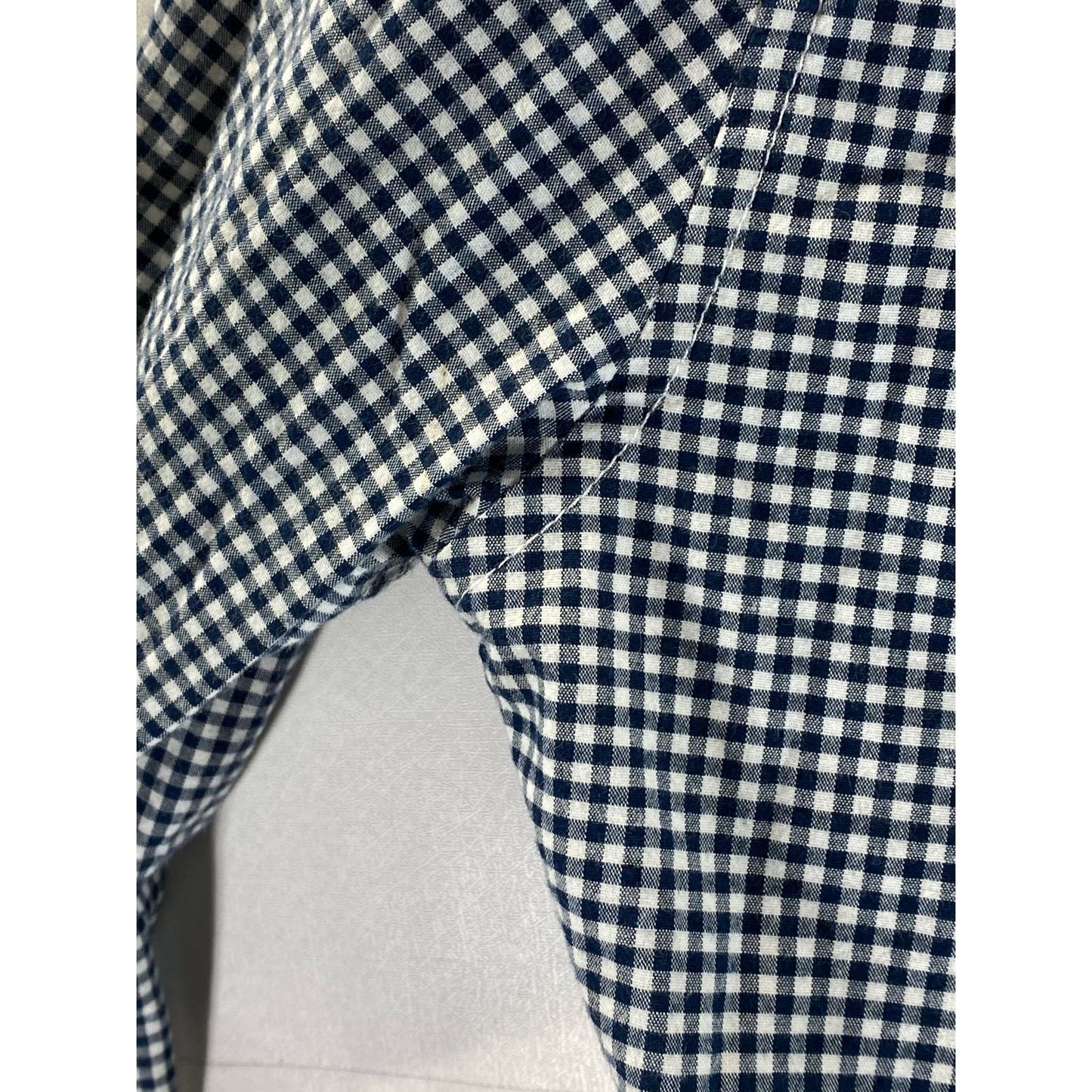 GOODFELLOW & CO Men's Navy/White Gingham Every Wear Slim-Fit Poplin Shirt SZ S