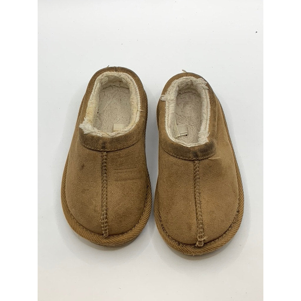 UNBRANDED Toddler Girls Tan Faux-Shearling Faux-Suede Clog Slippers SZ 7