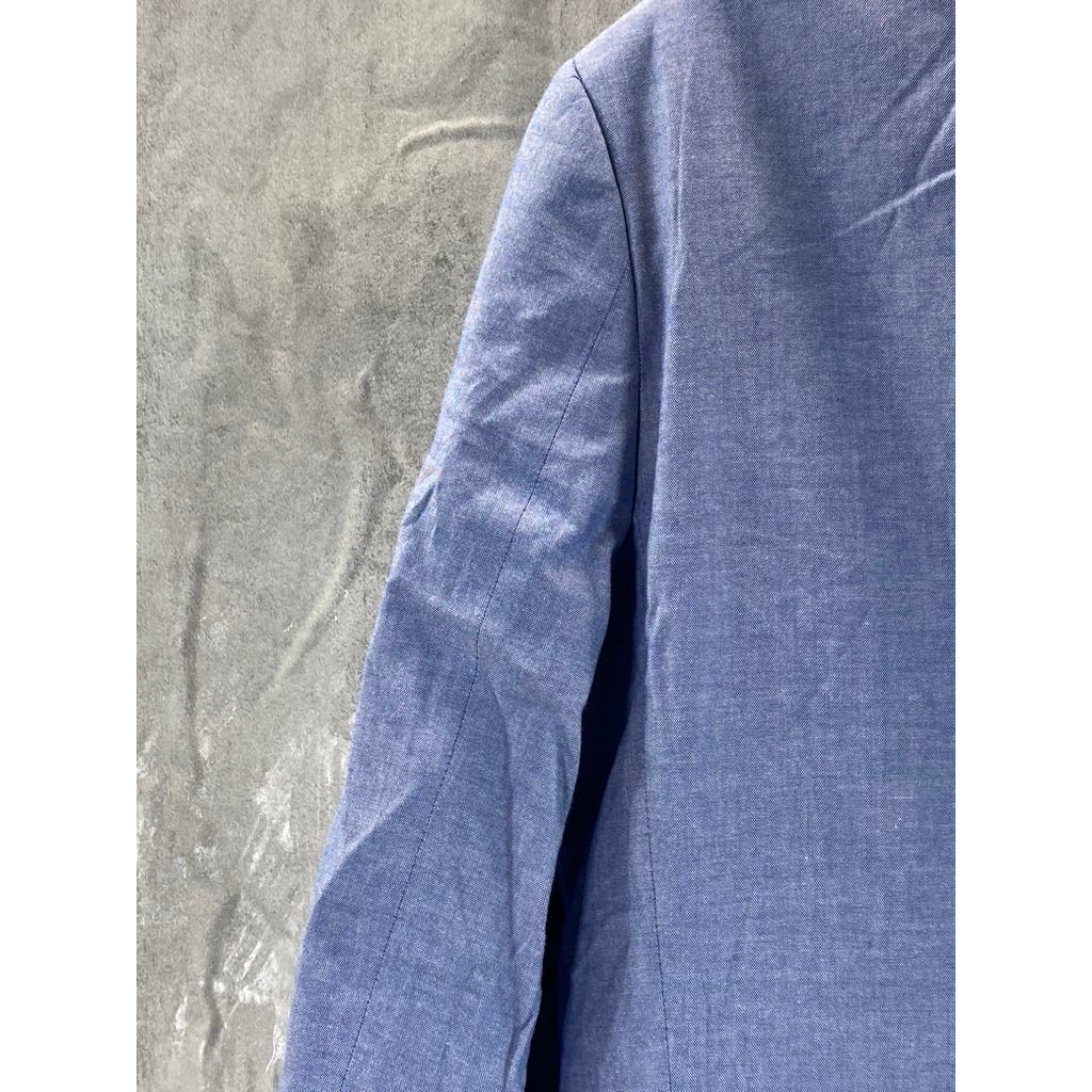 TOMMY HILFIGER Men's Blue Chambray Two-Button Blazer SZ 38R