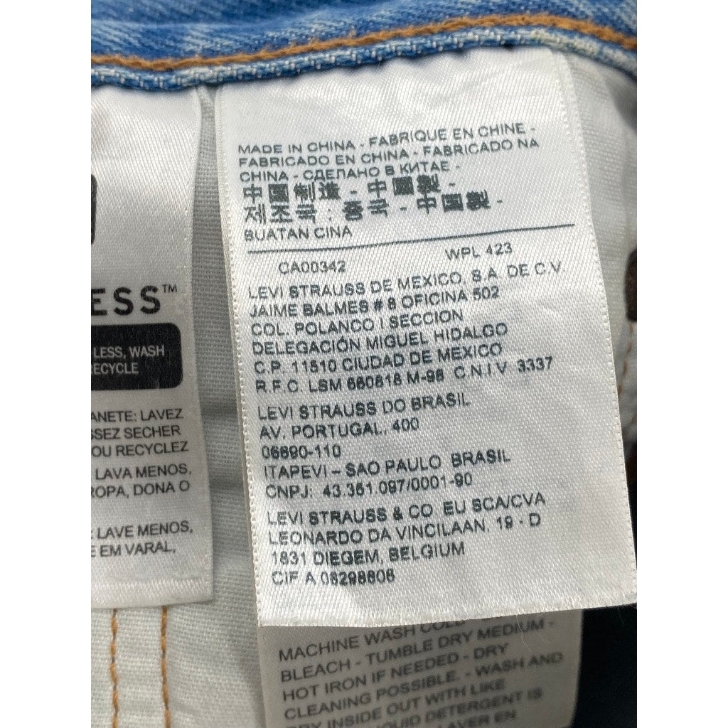 LEVI'S Men's Medium Blue Denim 501 Distressed Slim-Leg Button-Fly Jeans SZ 26x28