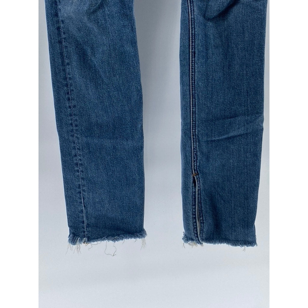 REFORMATION JEANS Women's Medium Wash Blue Riley Skinny Distressed Jeans SZ 27