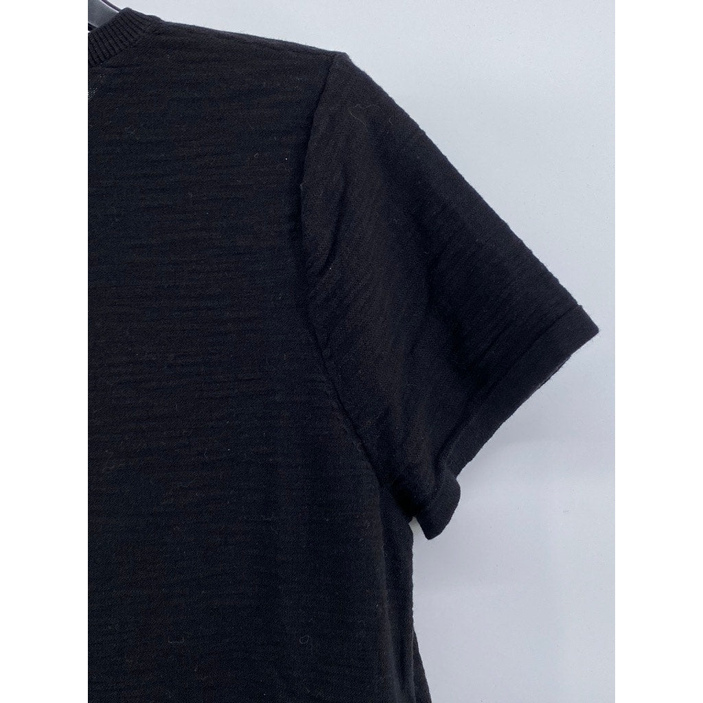 LOFT OUTLET Women's Black Crewneck Short Sleeve Knit Top SZ L