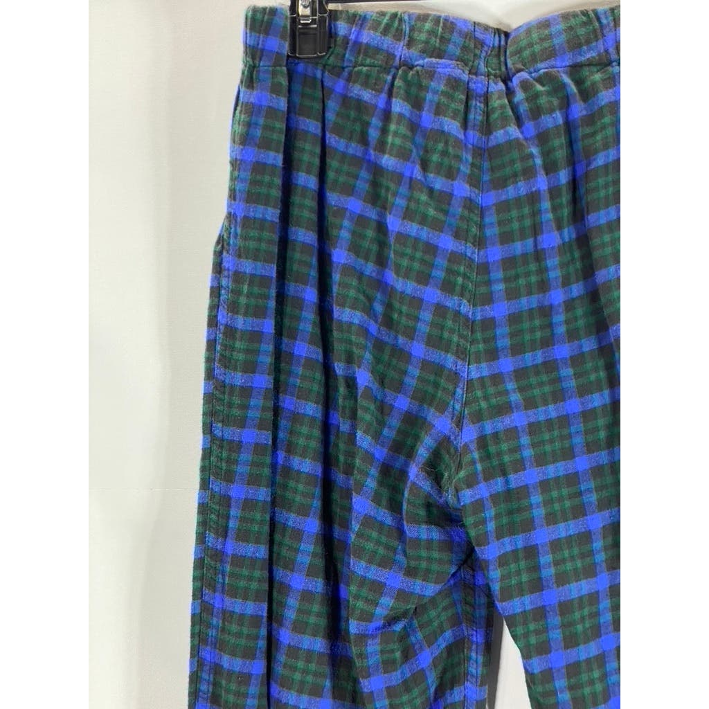 J.CREW Women's Blue/Green Plaid Vintage Drawstring Flannel Pajama Pant SZ M