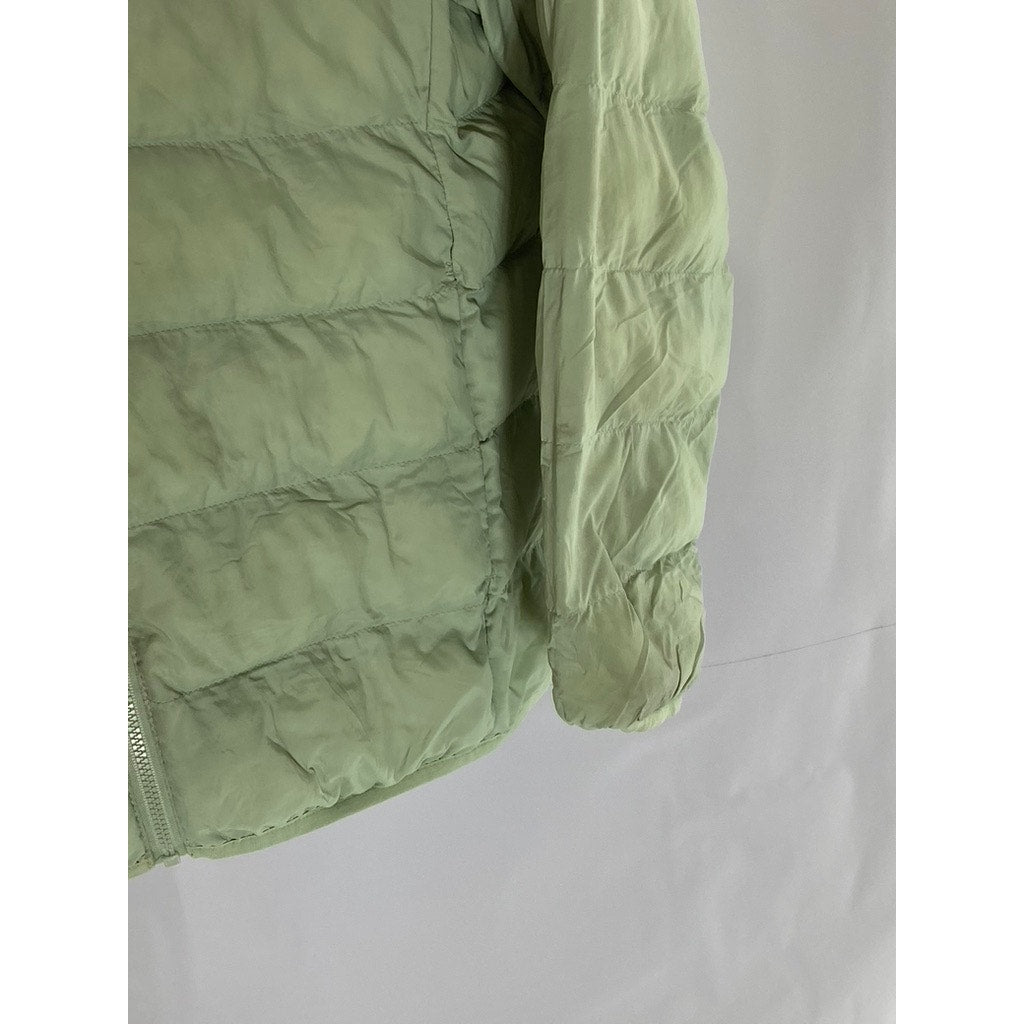 UNIQLO Kid's Light Green Puffer Hooded Warm Padded Zip-Up Jacket SZ 11-12