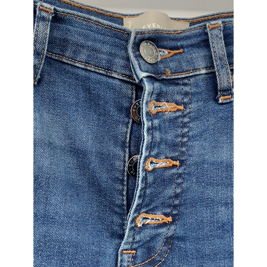 EVERLANE Women's Blue Denim The Vintage Skinny Ankle Button-Fly Jeans SZ 28
