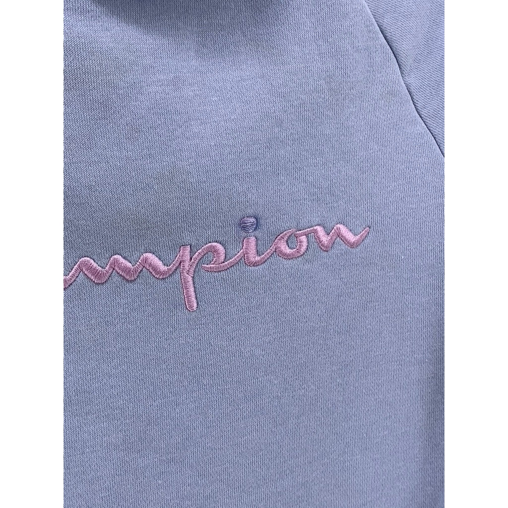 CHAMPION Girls Light Blue-Pink Script Logo Hoodie SZ XL