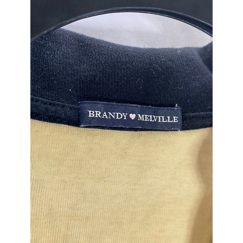BRANDY MELVILLE Women's Tan-Black Animal Print Button-Up Cropped Top SZ OS