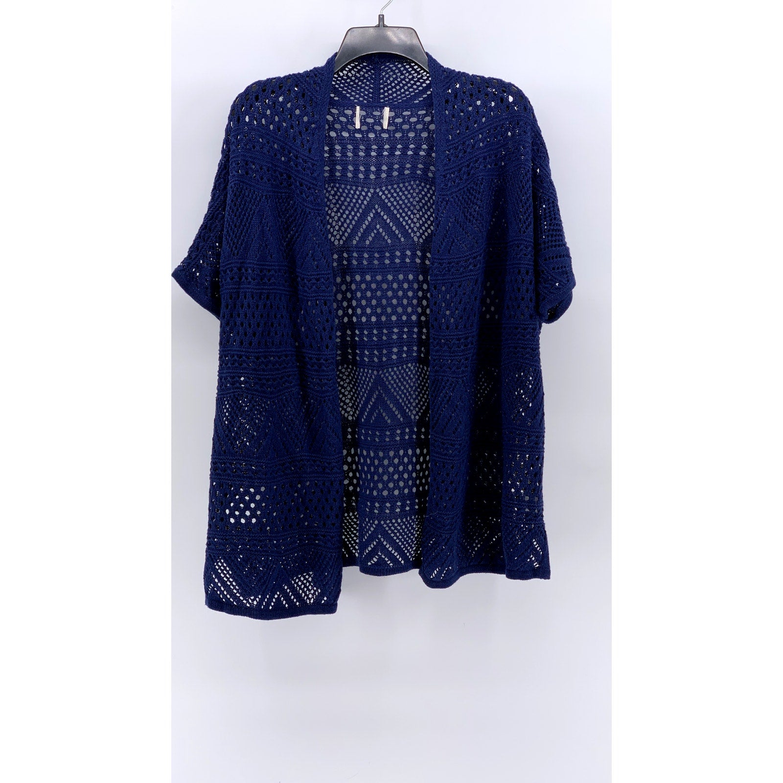 UNBRANDED Women's Navy Open Knit Open Front Cardigan SZ OS